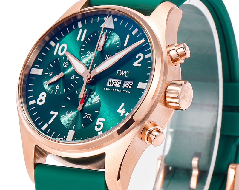 IWC 파일럿 시리즈 로즈골드 그린 다이얼 오토매 시계 001-251271