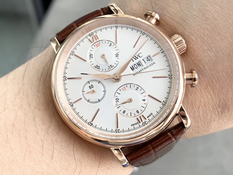 IWC 포르투기제 크로노그래프 스틸 가죽 남성 시계 001-251404
