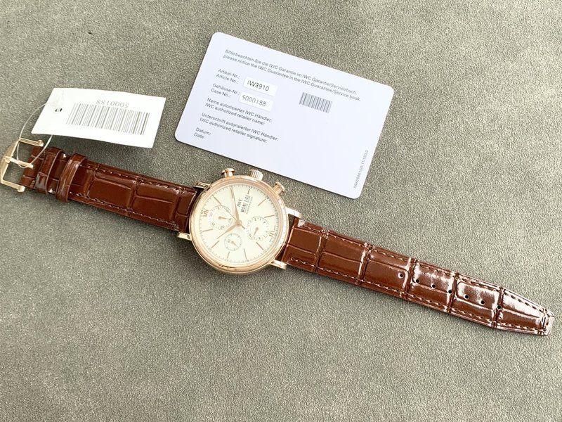 IWC 포르투기제 크로노그래프 스틸 가죽 남성 시계 001-251404