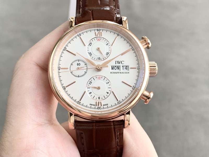 IWC 포르투기제 크로노그래프 스틸 가죽 남성 시계 001-251404