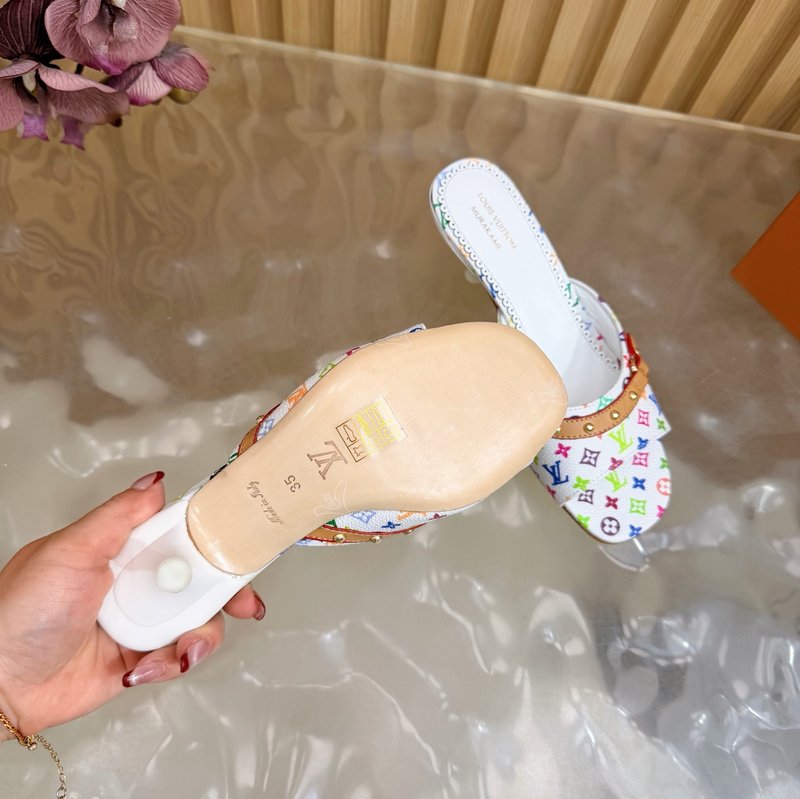 루이비통 모노그램 캔버스 염소가죽 안감 힐 슬리퍼 001-252291