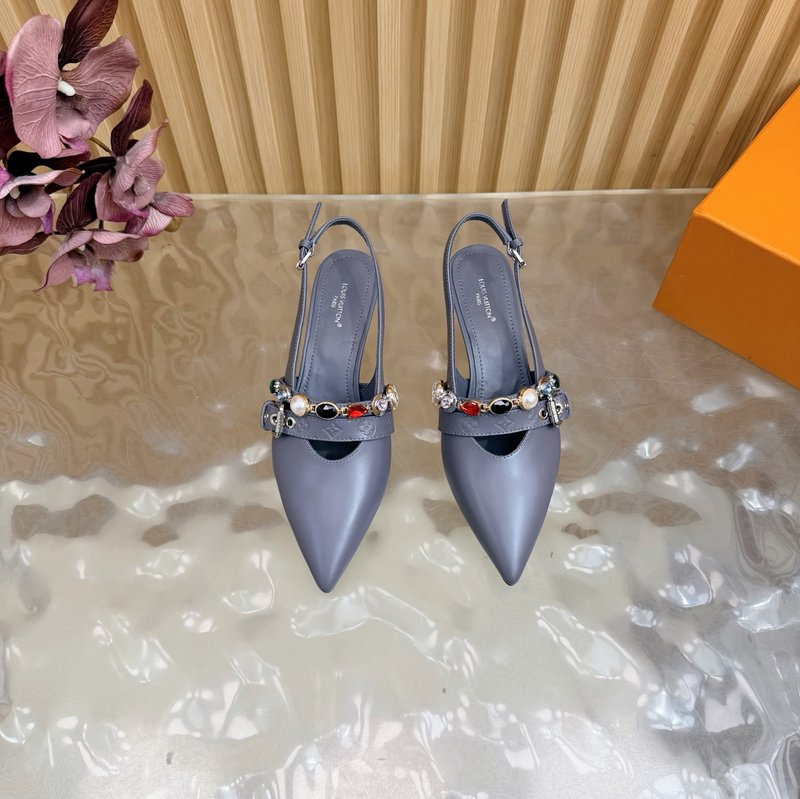 루이비통 바이브 체인 백슬링 뾰족구두 샌들 001-252364