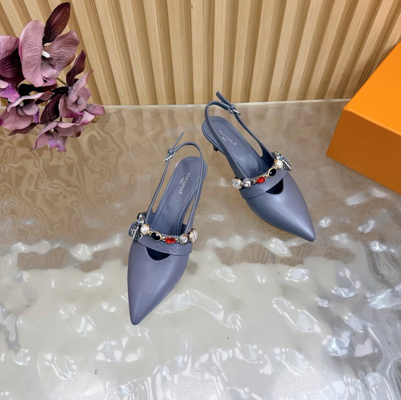루이비통 바이브 체인 백슬링 뾰족구두 샌들 001-252364