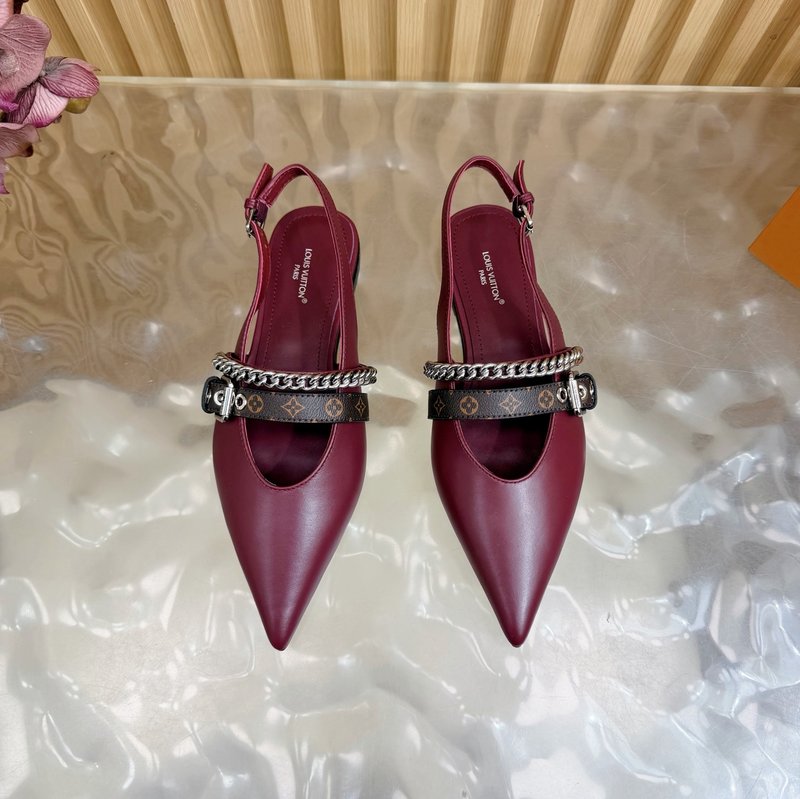 루이비통 바이브 체인 백스트랩 뾰족구두 샌들 001-252374