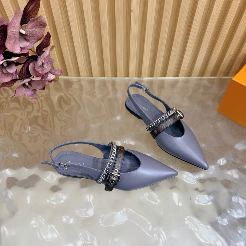 루이비통 바이브 체인 백스트랩 뾰족구두 샌들 001-252375