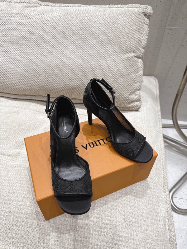 LV 메쉬 크리스탈 하이힐 샌들 001-252416