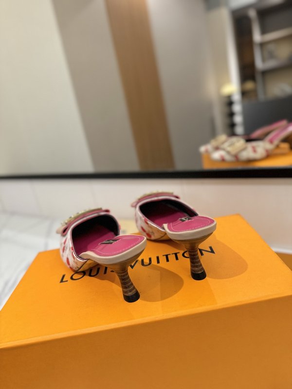 LV 모노그램 데님 하이힐 샌들 001-252482