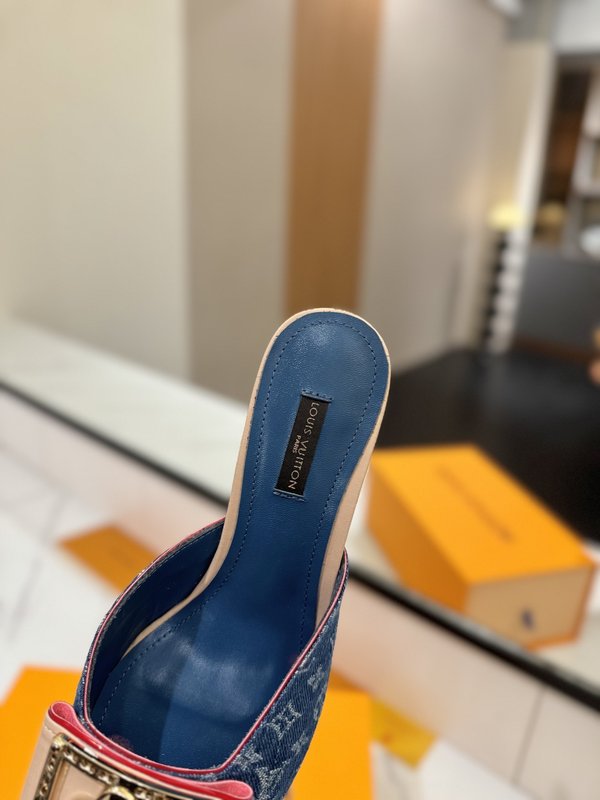 LV 모노그램 데님 스파이싱 하이힐 샌들 001-252487