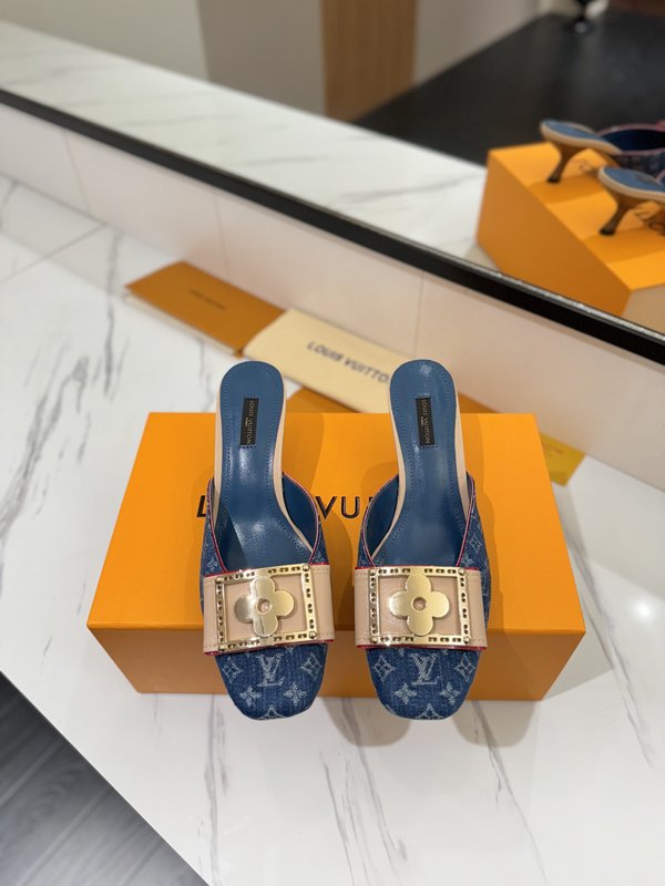 LV 모노그램 데님 스파이싱 하이힐 샌들 001-252487