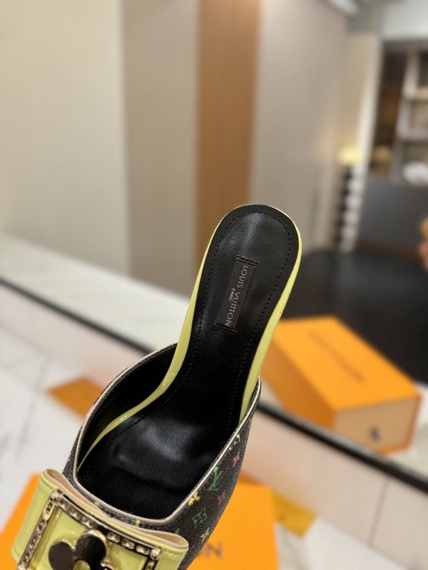 LV 모노그램 데님 하이힐 샌들 여성용 001-252488
