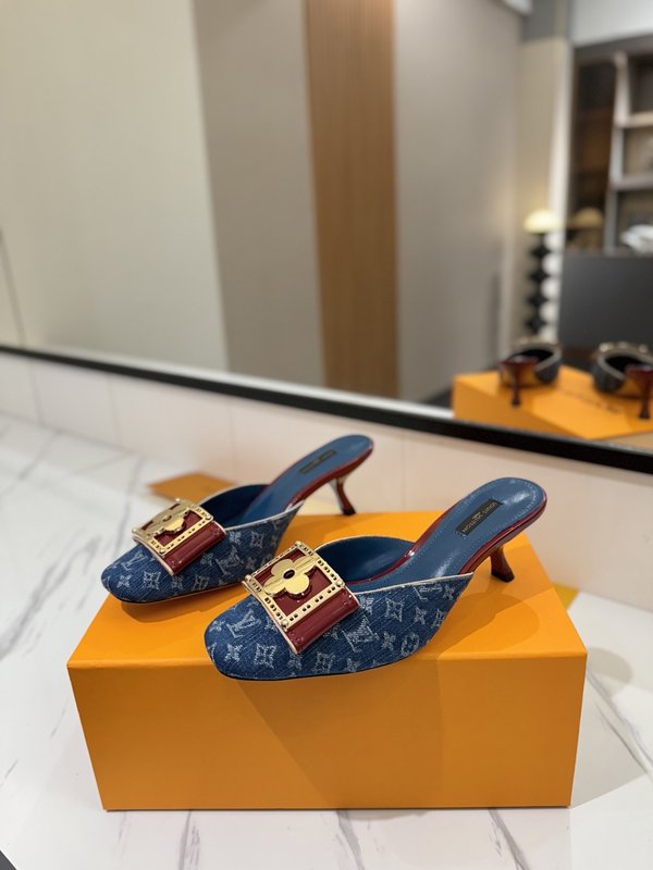 LV 모노그램 데님 스파이싱 힐 샌들 001-252489