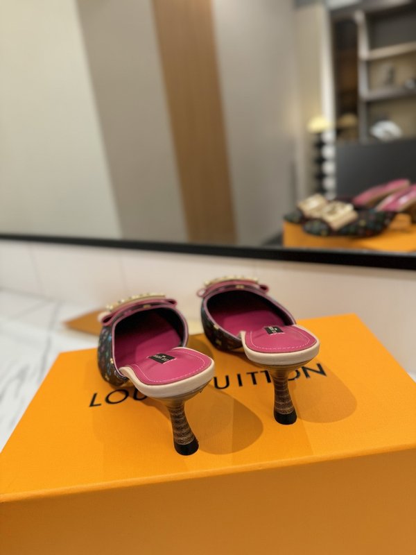 LV 모노그램 데님 파이스 하이힐 샌들 001-252490