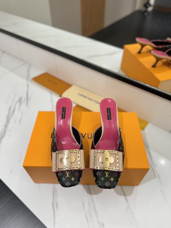 LV 모노그램 데님 파이스 하이힐 샌들 001-252490