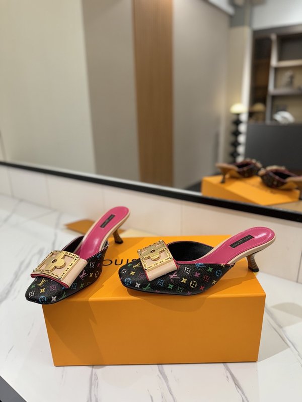 LV 모노그램 데님 파이스 하이힐 샌들 001-252490