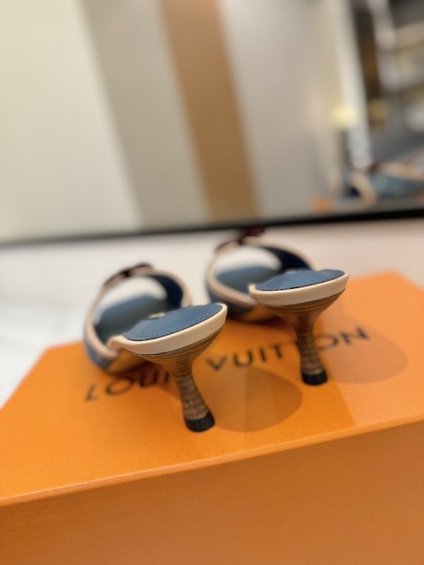 LV 모노그램 데님 버클 하이힐 샌들 001-252493