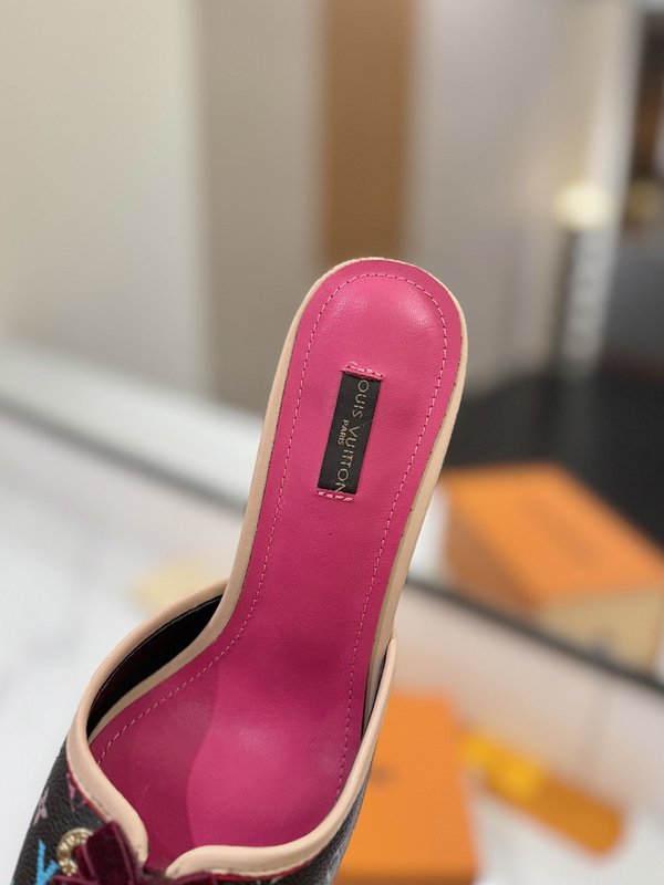 LV 모노그램 데님 하이힐 샌들 여성용 001-252495