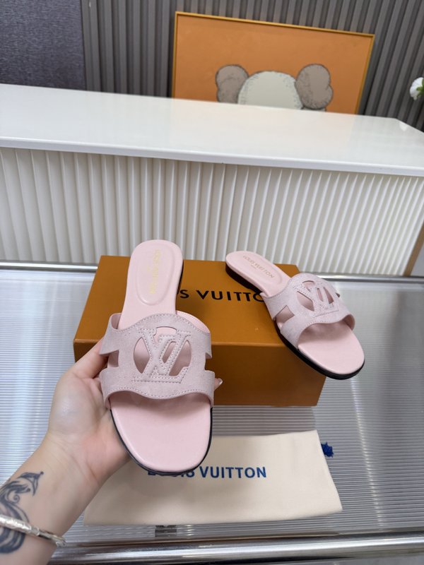 LV 스웨이드 양피 안감 가죽밑창 샌들 뮬 001-252496