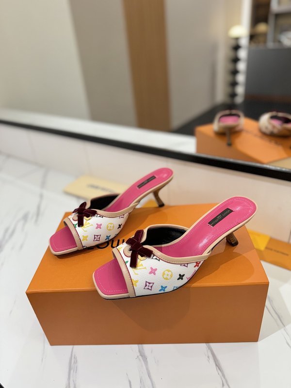 LV 모노그램 데님 하이힐 샌들 여성용 001-252498