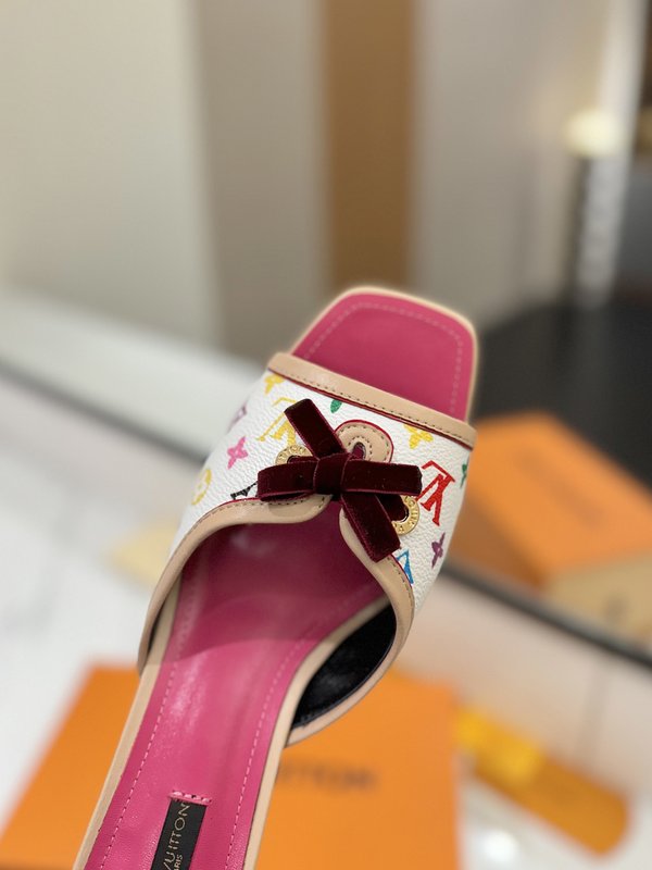 LV 모노그램 데님 하이힐 샌들 여성용 001-252498