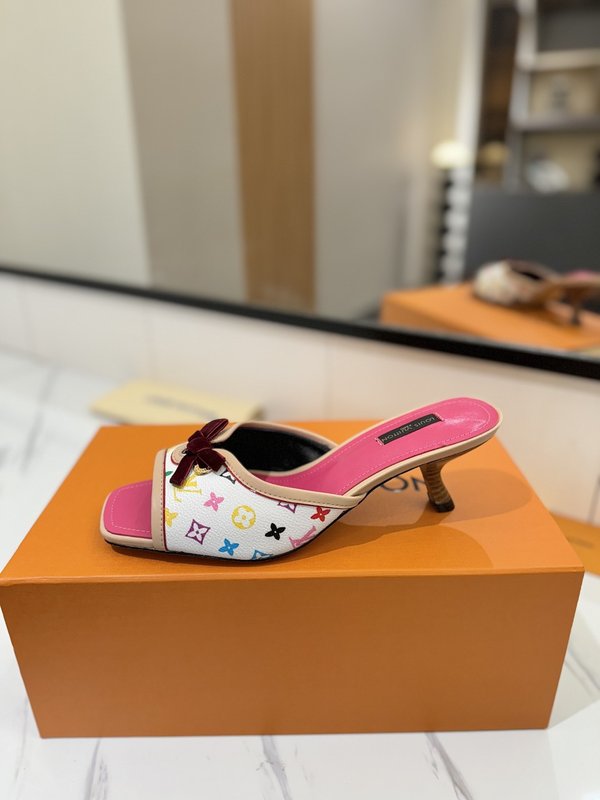 LV 모노그램 데님 하이힐 샌들 여성용 001-252498