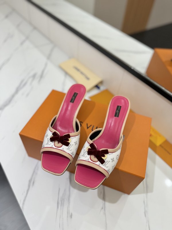 LV 모노그램 데님 하이힐 샌들 여성용 001-252500