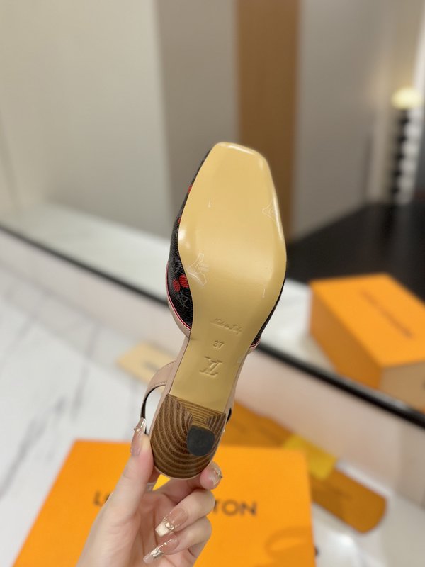 LV 모노그램 데님 하이힐 샌들 여성용 001-252504