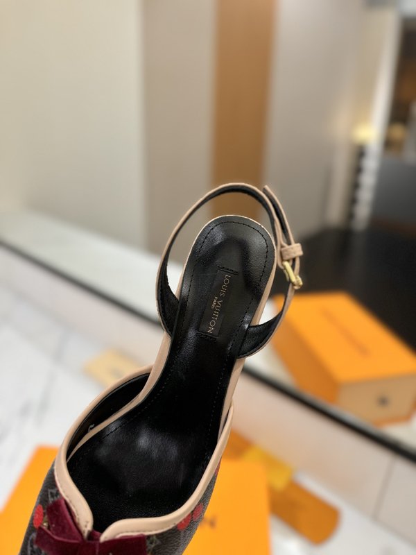 LV 모노그램 데님 하이힐 샌들 여성용 001-252504