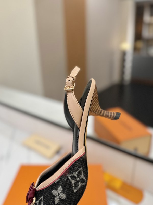 LV 모노그램 데님 하이힐 샌들 여성용 001-252506