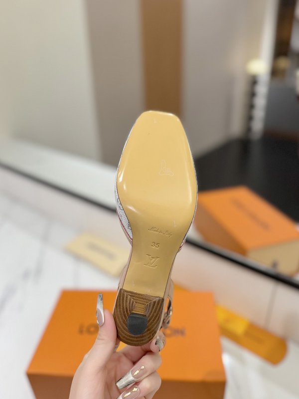 LV 모노그램 데님 하이힐 샌들 001-252508