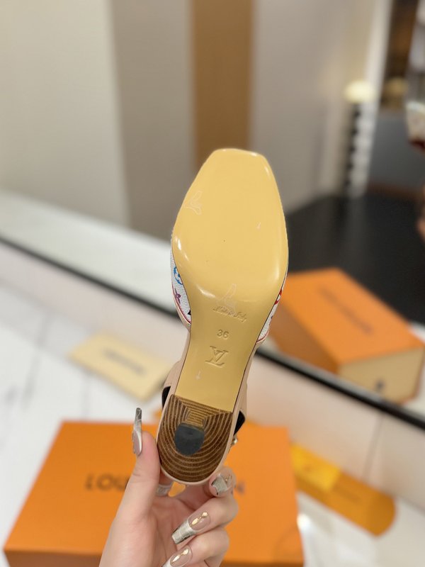 LV 모노그램 데님 하이힐 샌들 001-252510