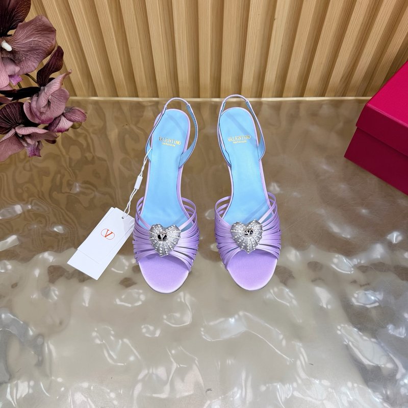 발렌티노 실크 하트 스트랩 하이힐 샌들 001-252690