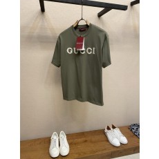 구찌 포레스트 그린 자수 라운드넥 반팔 티셔츠 001-255663