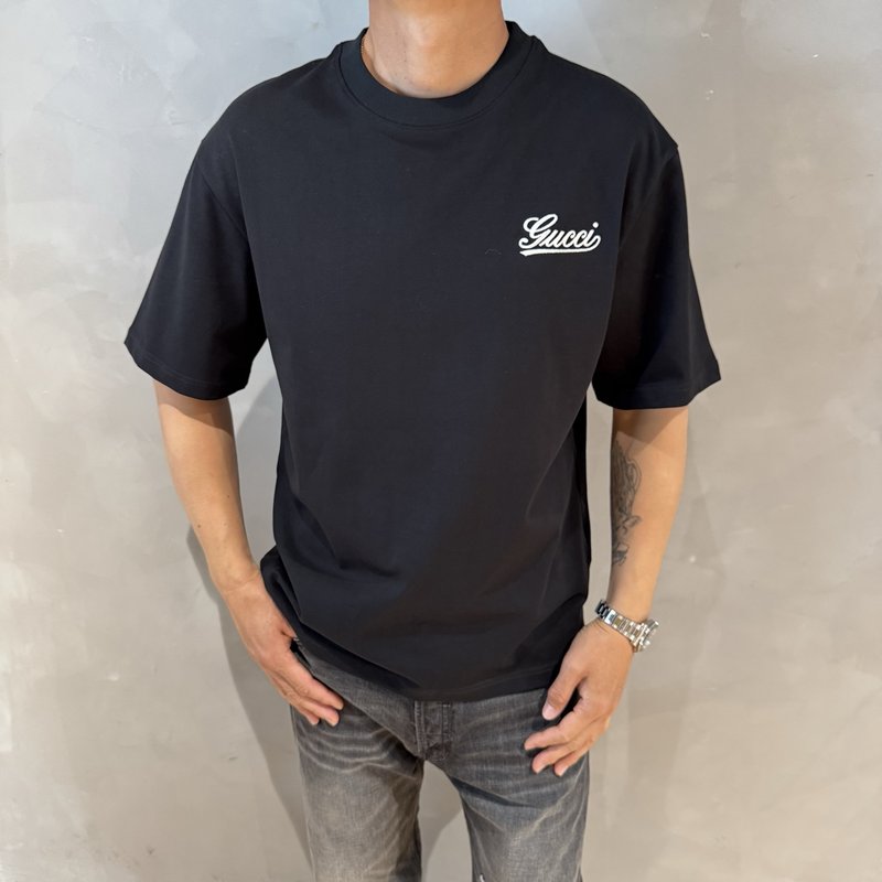 구찌 남성용 여름 면 반팔 티셔츠 001-255812