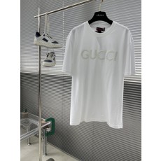 구찌 심플 레터 자수 면 반팔 티셔츠 001-255815