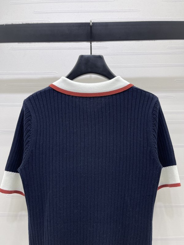 컬러 포인트 폴로 니트 반팔 티셔츠 001-256032