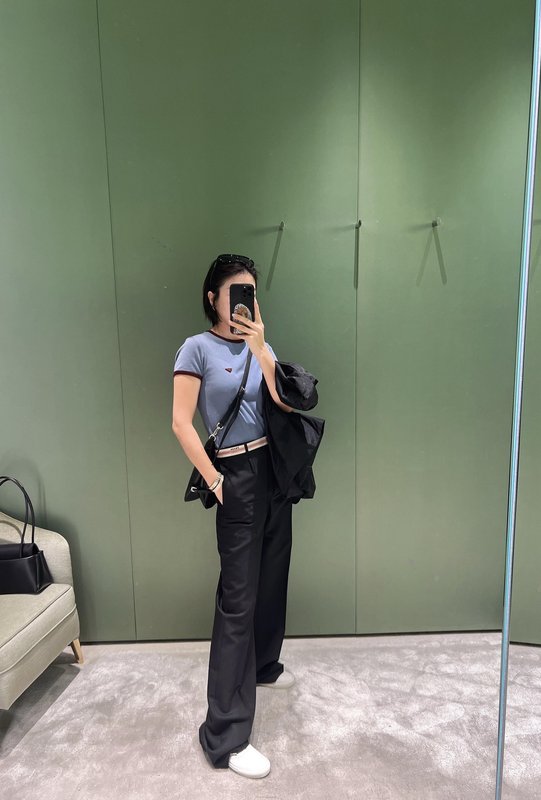 컬러 블록 로고 면 라운드넥 반팔 티셔츠 001-256036