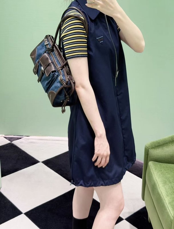 네이비 민소매 폴로 원피스 001-256076