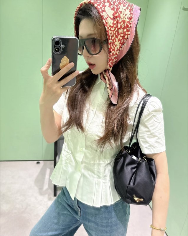 프라다 하이브랜치 면 셔츠 숏 기장 001-256159
