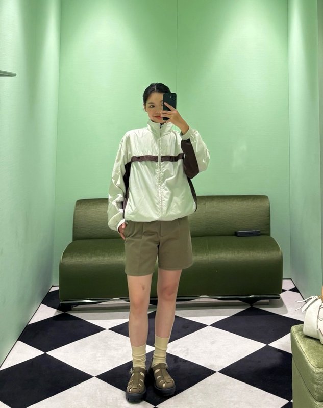 컬러블록 로고 패턴 지퍼 나일론 자켓 001-256168