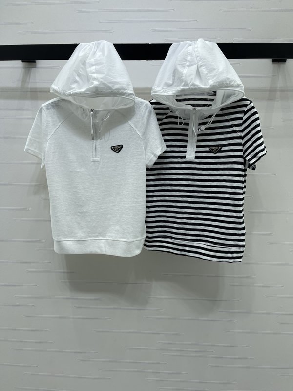 프라다 후드 반팔 티셔츠 001-256170