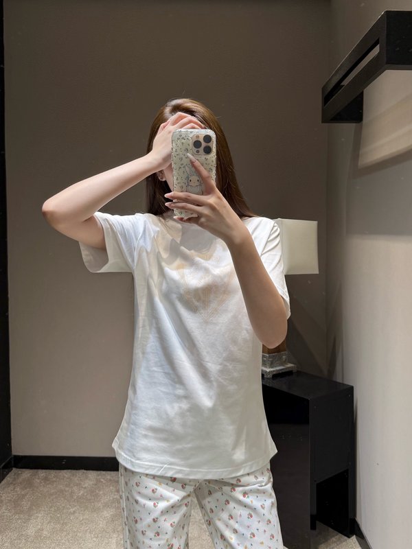 실드 나이트 레터 프린트 라운드넥 반팔 티셔츠 001-256272