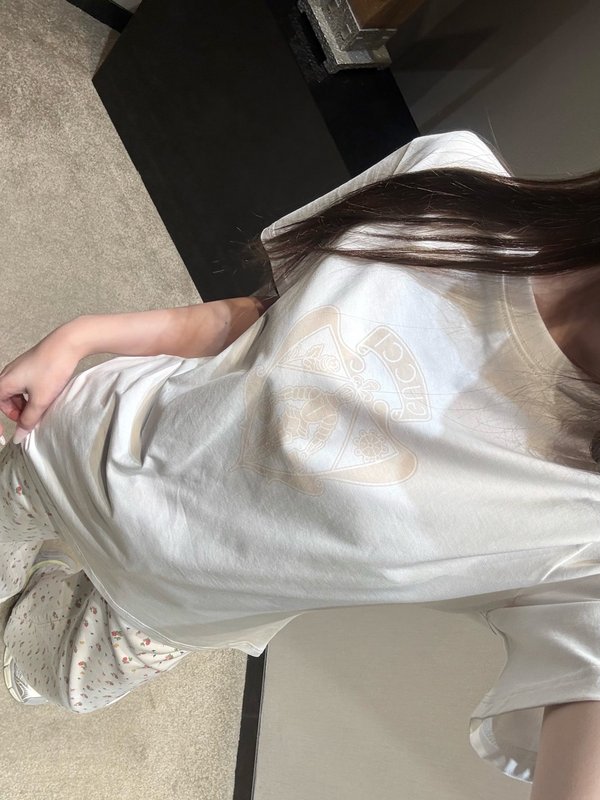 실드 나이트 레터 프린트 라운드넥 반팔 티셔츠 001-256272