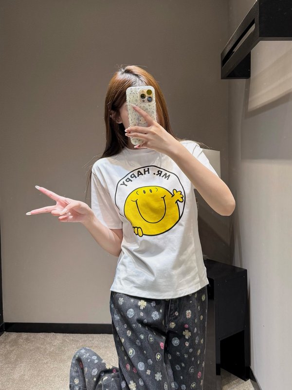 구찌 봄여름 카툰 스마일 프린트 반팔 티셔츠 001-256274
