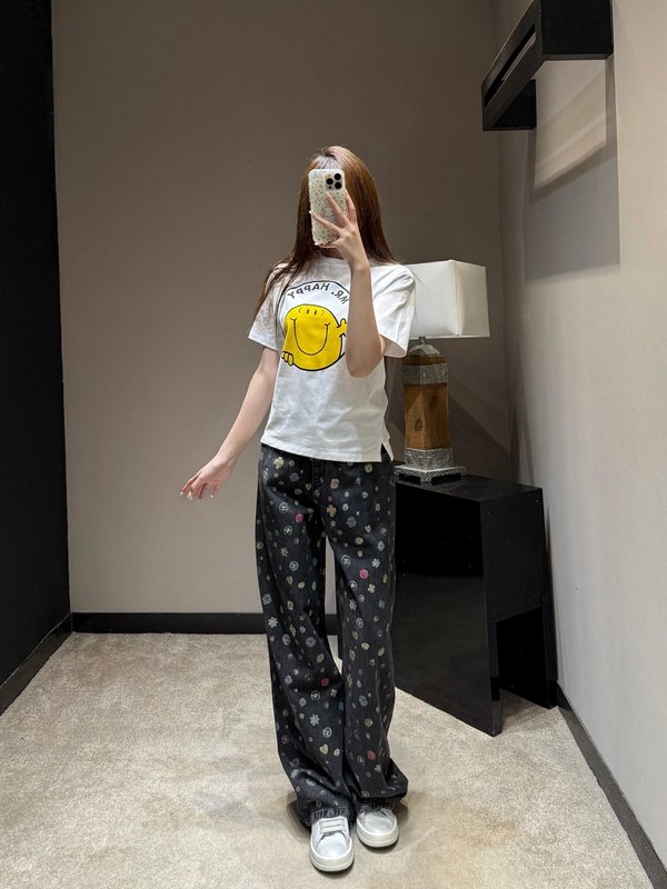 구찌 봄여름 카툰 스마일 프린트 반팔 티셔츠 001-256274