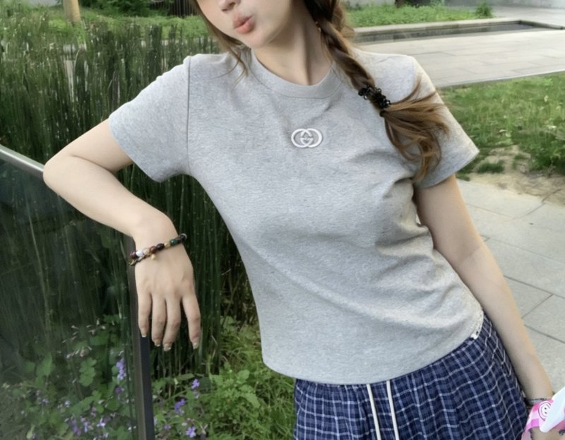 구찌 클래식 더블 G 로고 면 라운드넥 반팔 티셔츠 001-256397