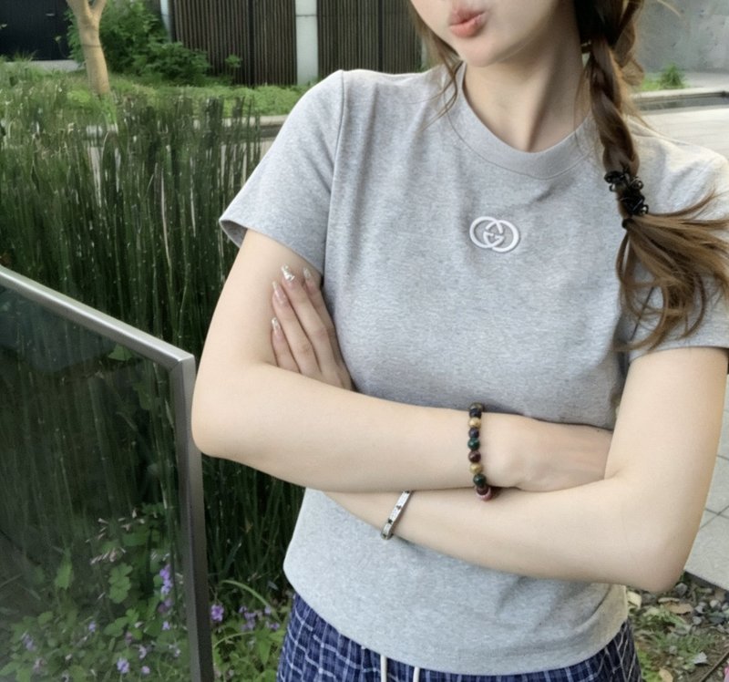 구찌 클래식 더블 G 로고 면 라운드넥 반팔 티셔츠 001-256397