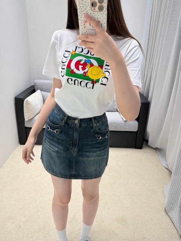 구찌 콜라보 빈티지 카툰 프린트 반팔 티셔츠 001-256479