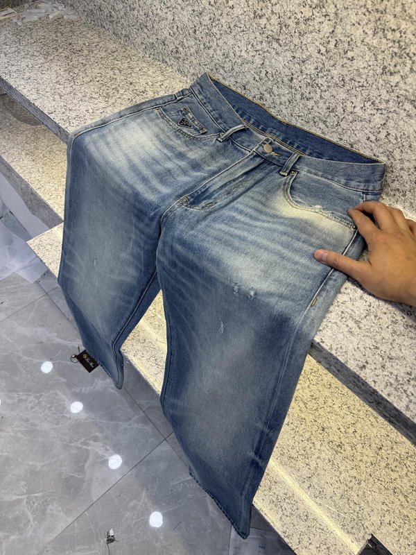 프라다 스타일 봄여름 와이드 핏 스트레이트 진 001-256557
