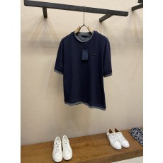 프라다 가짜 투 톤 트림 반팔 티셔츠 001-256673
