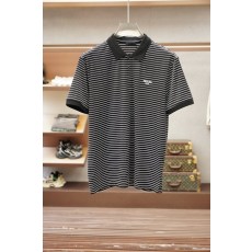 프라다 남성 반팔 스트라이프 폴로 셔츠 001-256676